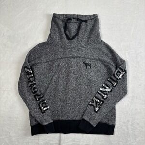 Pink Victoria's Secret Poodle Tube Neck LS Grey Sweatshirt Embellished Women's S